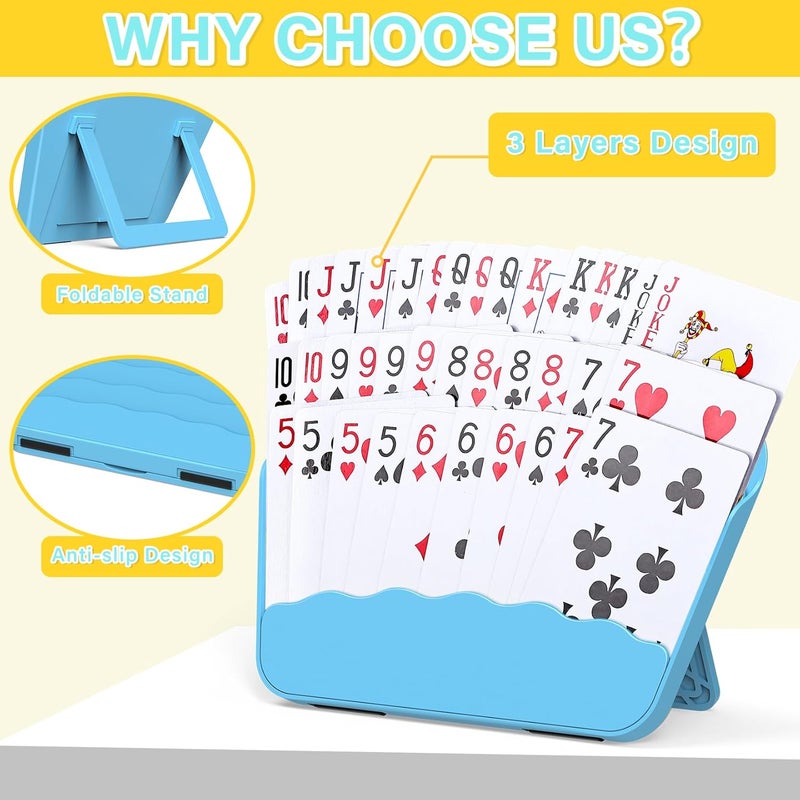 Tenyond Card Holders for Playing Cards - 4 Pack Playing Card Holder w/Foldable Stand for Stocking Stuffers, Travel Games, Seniors, Little Hand or Arthritis Hand, UNO, Poker, for Holidays Game Night - Image 4